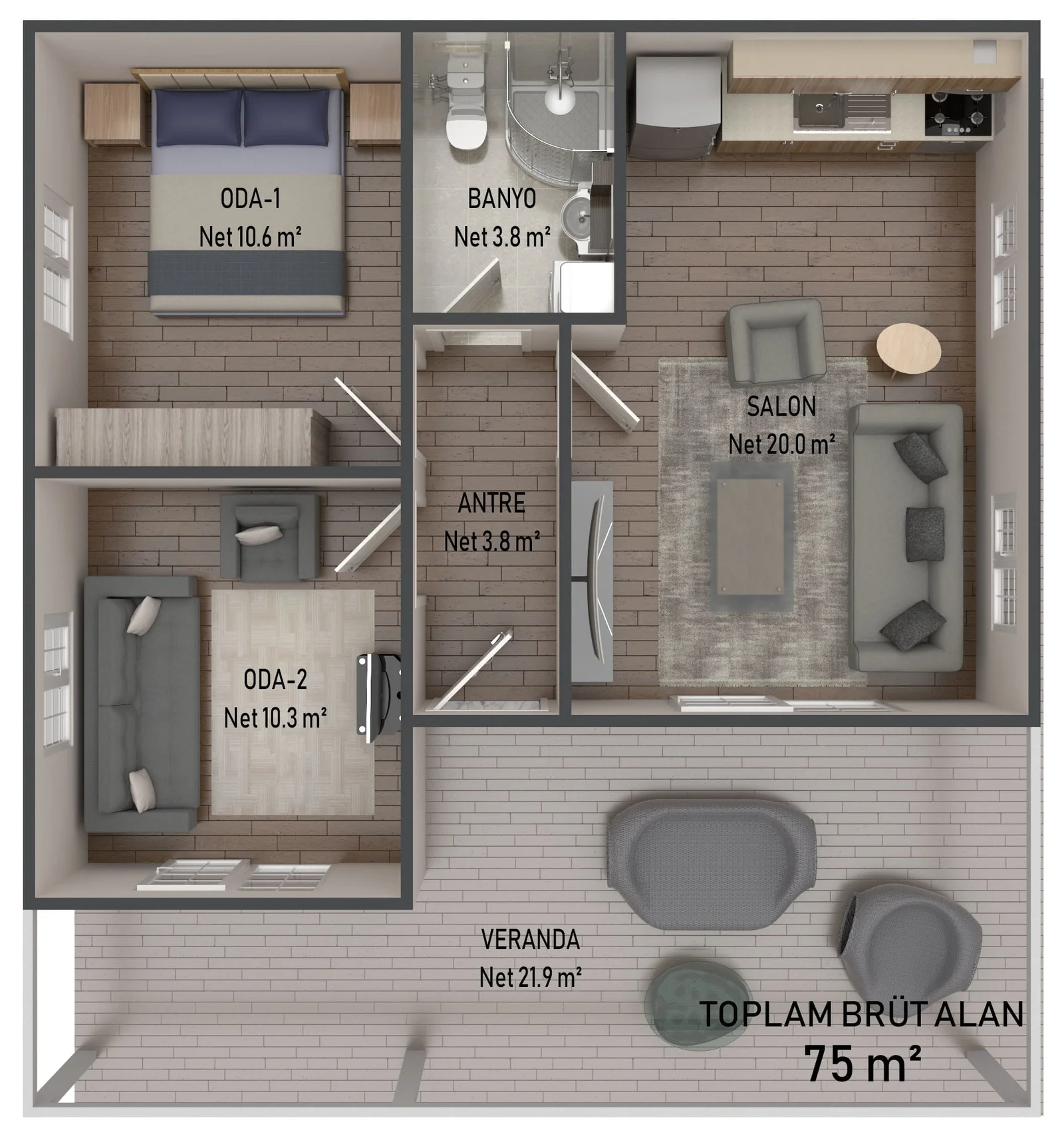 75M2 DЪZ CATI TEK KAT kapak